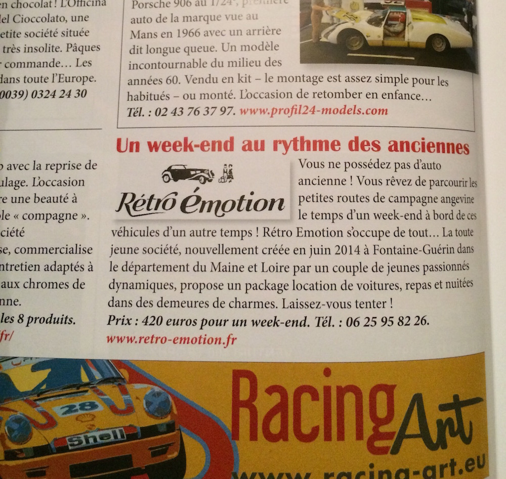 Rétro Émotion agence de voyage voiture ancienne presse Echappement Classic magazine